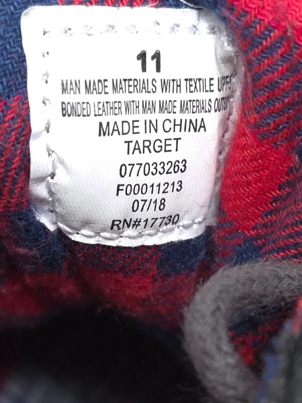 Kids Size 11 Ankle Boots Gray Red Plaid Lace Up Side Zip Shoes